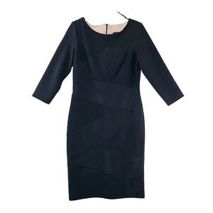 Frank Lymon Black Dress #53554 Women's 8US 3/4 Sleeve Knee Length Bodycon Classy